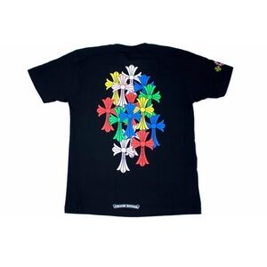 Authentic Black Chrome heart  Graphic Cross-Print Tee - Multi Color